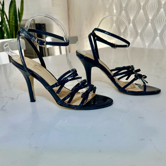 Kate Spade | Navy Patent Leather Strappy Heels - Picture 4 of 10